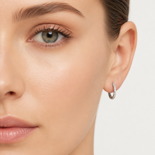 Sterling Silver Pavé Hoop Earrings