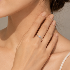 White Gold Solitaire Zircon Ring