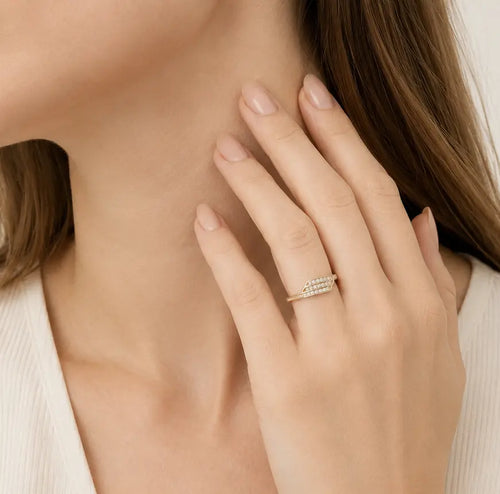 Delicate Gold Zirconia Statement Ring