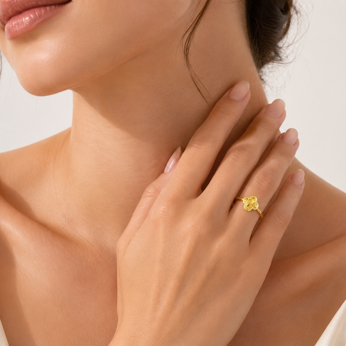 Yellow Gold Clover Motif Ring
