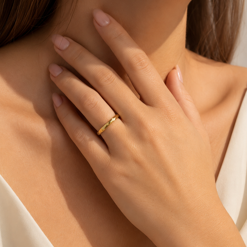 Refined Faceted Yellow Gold Ring