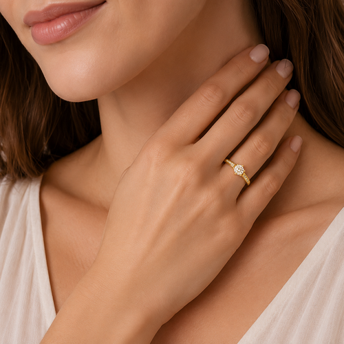 Refined Yellow Gold Zircon Ring