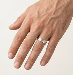 White gold wedding ring with rose gold plated channel