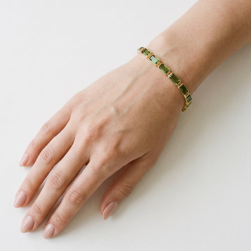 Elegantes Radiance Moldavit-Gold-Armband