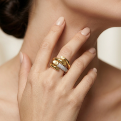 Modern Sculptural Zircon Statement Ring
