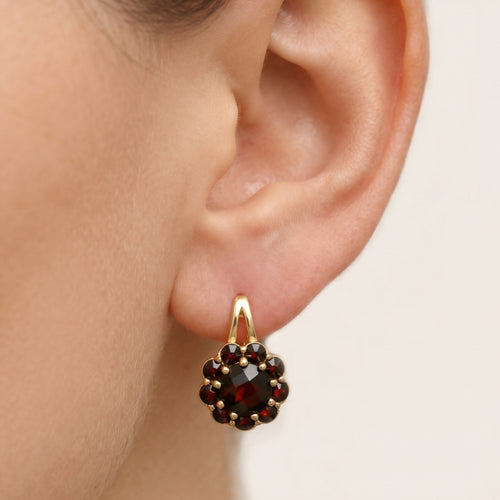 Petals of elegance 14kt gold garnet drops