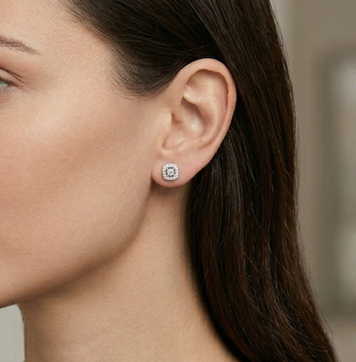 Náušnice z bílého zlata s diamanty, kulatý brus