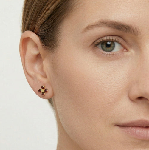 Prong set garnet studs