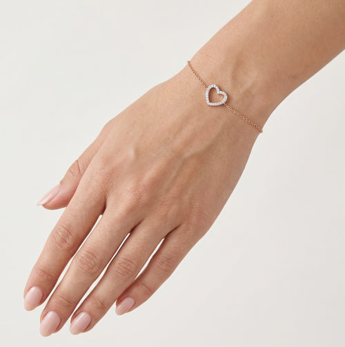 Kettenarmband mit Diamant-Herz