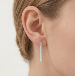 White gold tube earrings