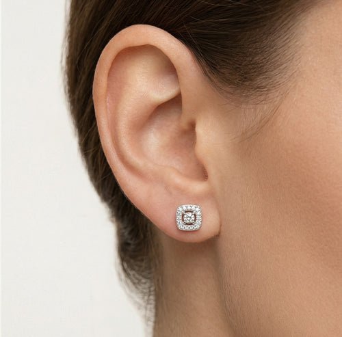 Náušnice z bílého zlata s diamanty, kulatý brus