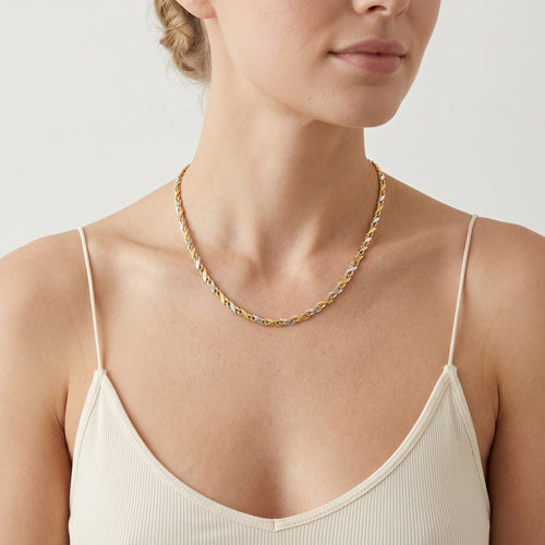 Stilvolles Damen-Collier aus Weiß- und Gelbgold