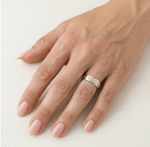 Anillo de boda de oro rosa y blanco