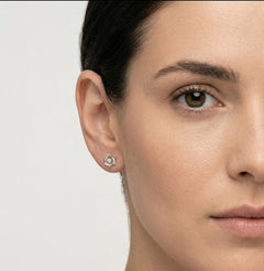 Rose gold flower diamond earrings