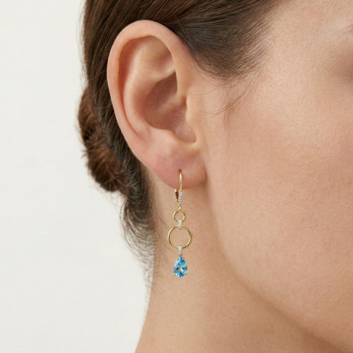 Pendientes colgantes de topacio en forma de pera