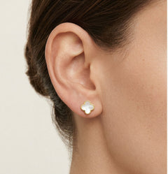 Gelbgold-Ohrstecker mit Perlmutt-Kleeblatt