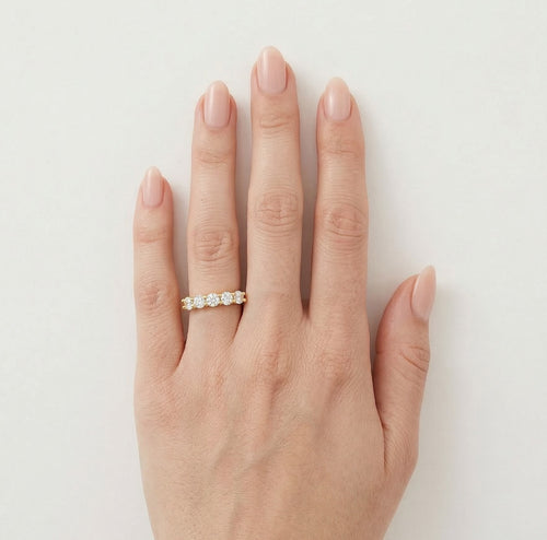 Round five stone cubic zirconia gold ring