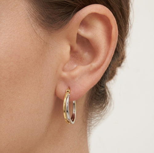 Two-tone gold hoop earrings