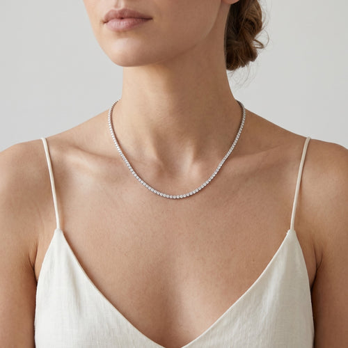 Collier tennis fin en argent
