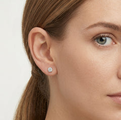 White gold radiant diamond stud earrings