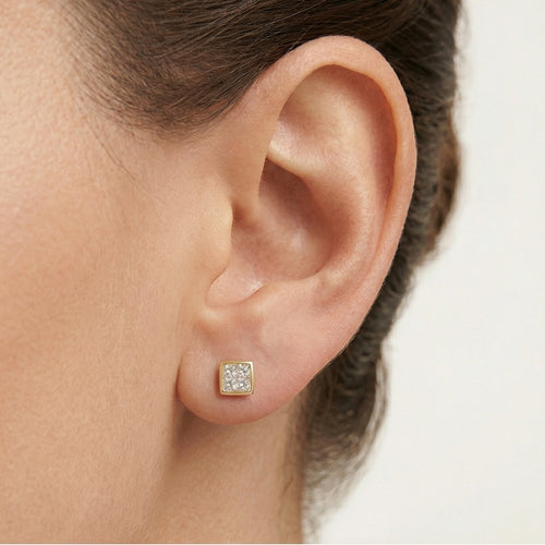 Boucles d’oreilles clous carrées en diamant