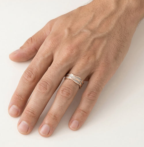 Roségold Ehering mit Rhodium-Einlage