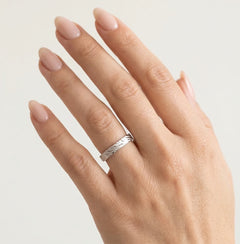 White gold wedding ring with high polish and matte finish