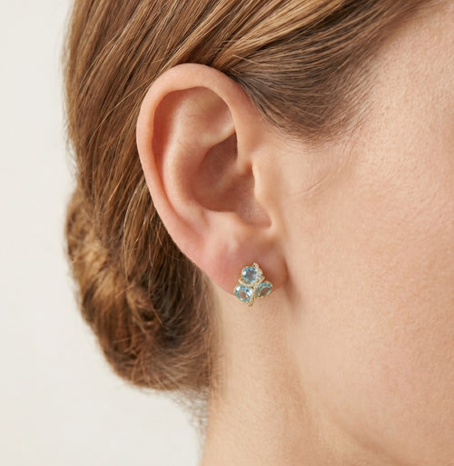 Dazzling diamond and blue topaz women earrings