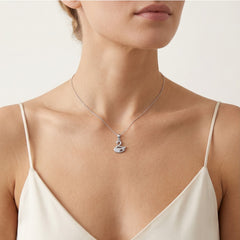 Silver swan pendant with cubic zirconia