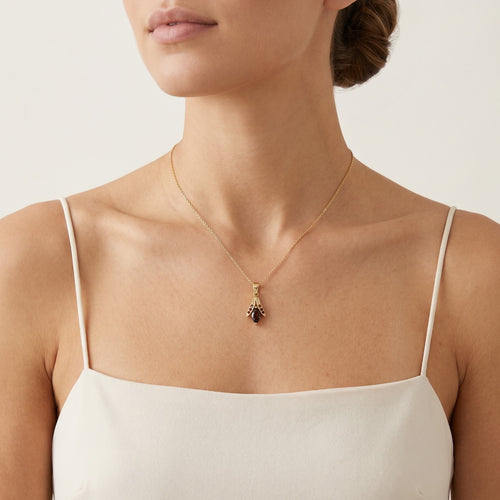 Majestic marquise garnet and gold beauty pendant