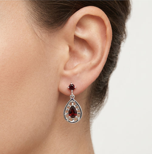Pear garnet drop earrings