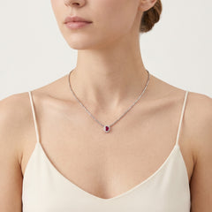 Elegant round diamond and oval ruby necklace