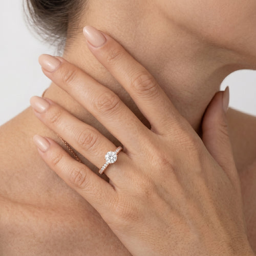 Round Diamond Engagement Ring In Rose Gold