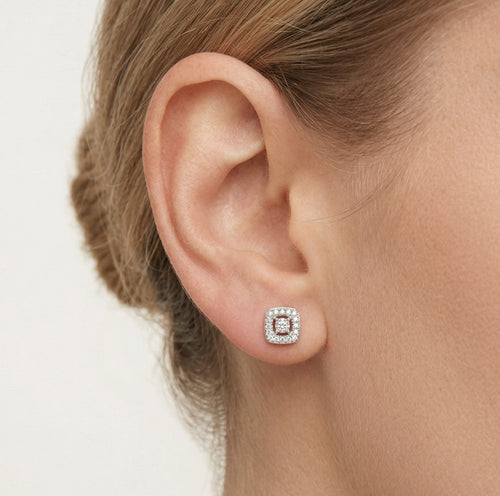 Rose gold sparkle diamond stud earrings