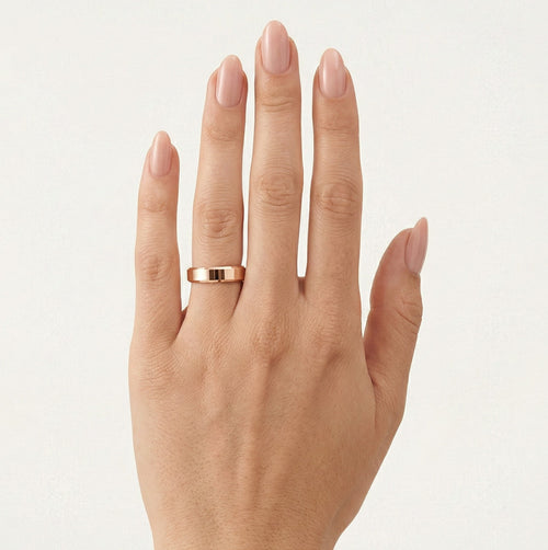 Elegantní 5 mm široký snubní prsten z růžového zlata