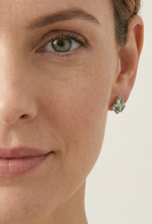 Dazzling diamond and blue topaz women earrings