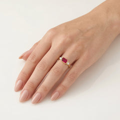 Red ruby yellow  gold ring
