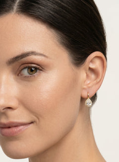 Pear-cut cubic zirconia yellow gold earrings