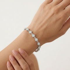 Sterling silver opal halo bracelet