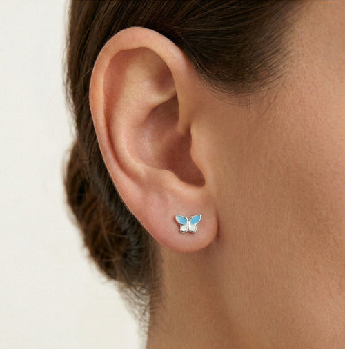 Pendientes de mariposa azul