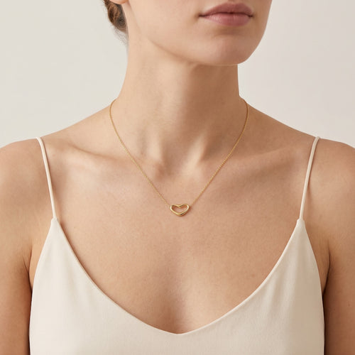 Heart design pendant on gold chain