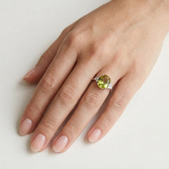 Elegant women silver ring with zultanite and cubic zirconia