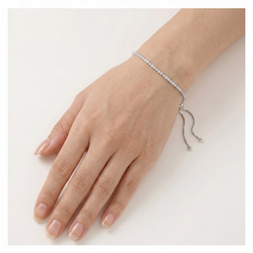 Stříbrný tenisový náramek s kubickými zirkony a sponou