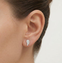 Silver stud earrings wings