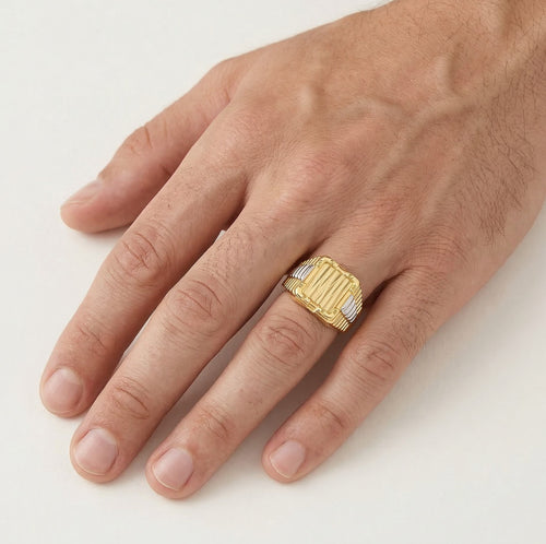 Vysoce leštěný pánský zlatý prsten