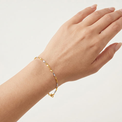 Sanftes zweifarbiges Marquise-Goldplatten-Armband