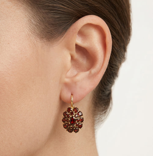 Garnet  drop earrings with lever back closure
