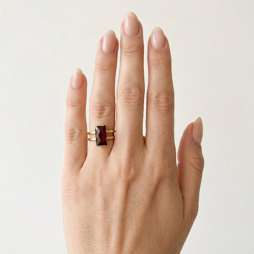 Luminous charisma garnet radiance cluster ring