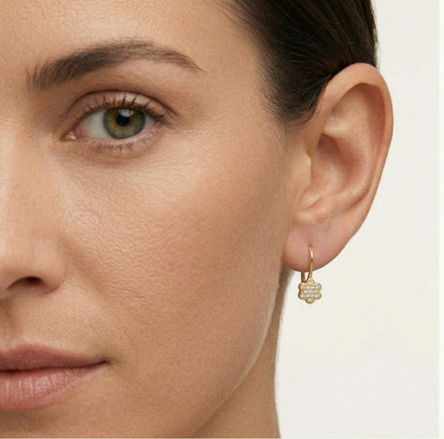 Gold- und Zirkonia-Blumenohrringe