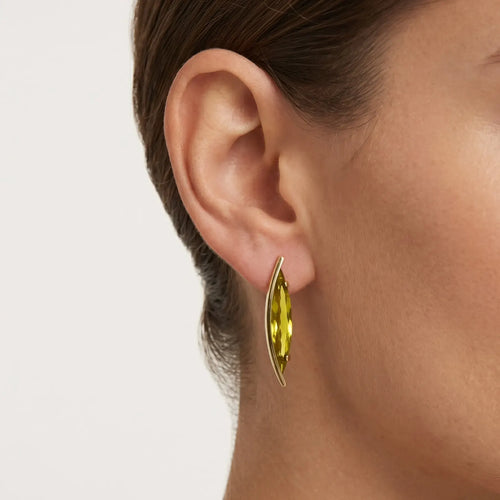 Elegant marquise cut moldavite stud earrings